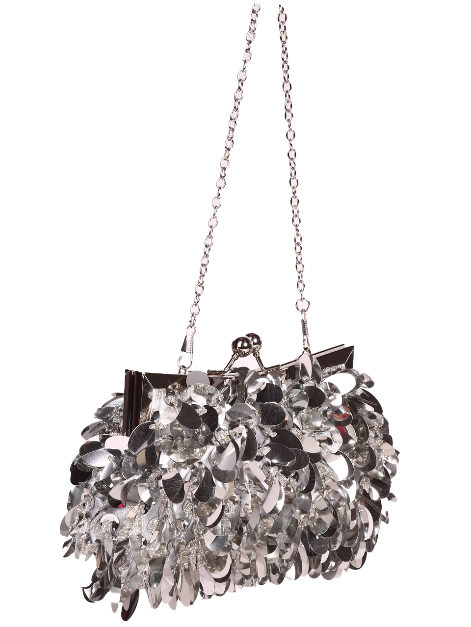 Дамска чанта тип клъч в сребристо 9AG-24134 silver