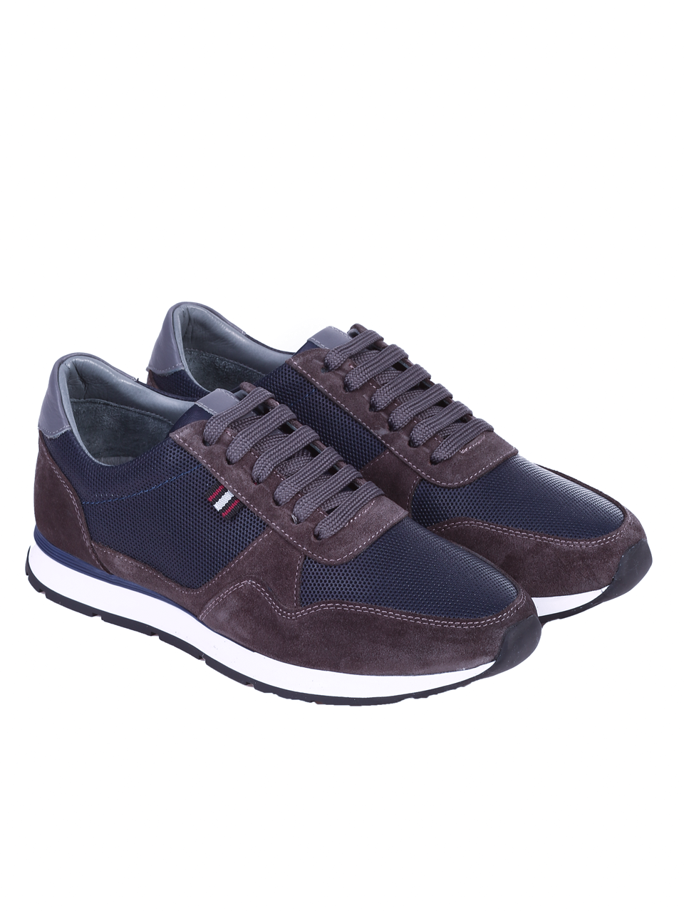 Ежедневни мъжки обувки от естествена кожа 7AT-24363 grey/navy