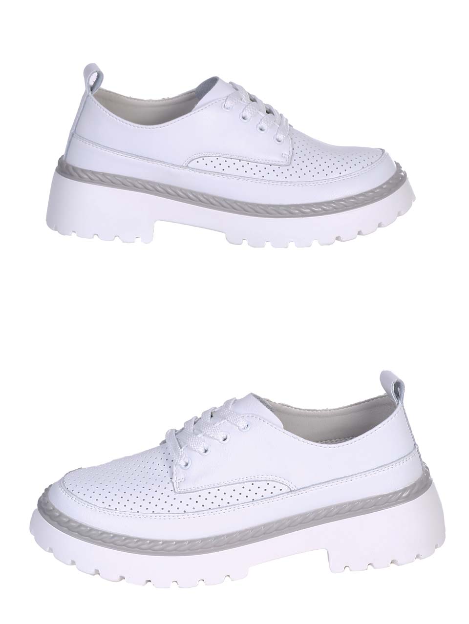 Ежедневни дамски обувки от естествена кожа в бяло  3AF-24050 white