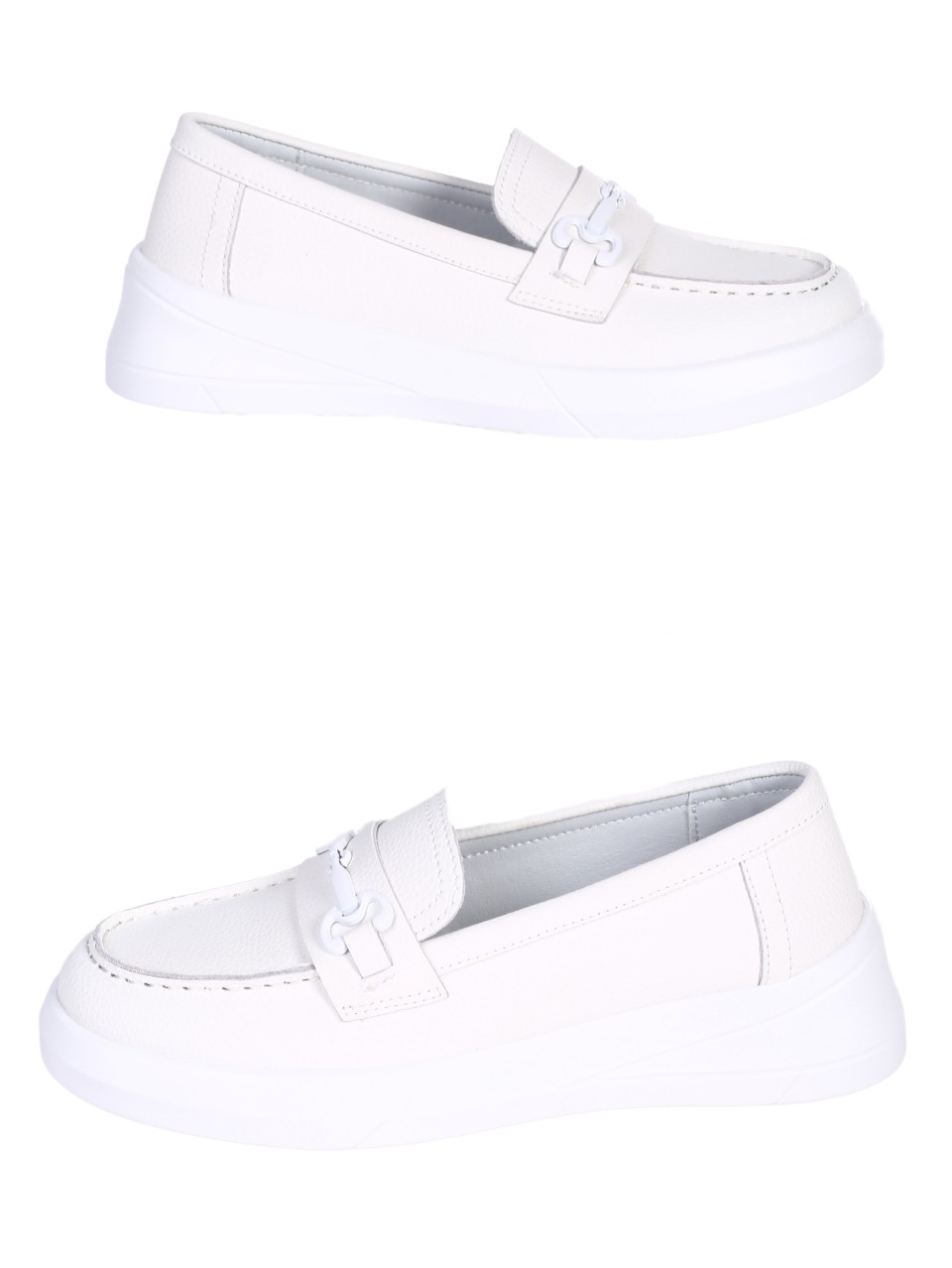 Ежедневни дамски мокасини от естествена кожа в бяло 3AF-24053 white