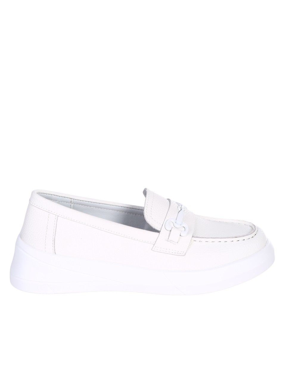 Ежедневни дамски мокасини от естествена кожа в бяло 3AF-24053 white
