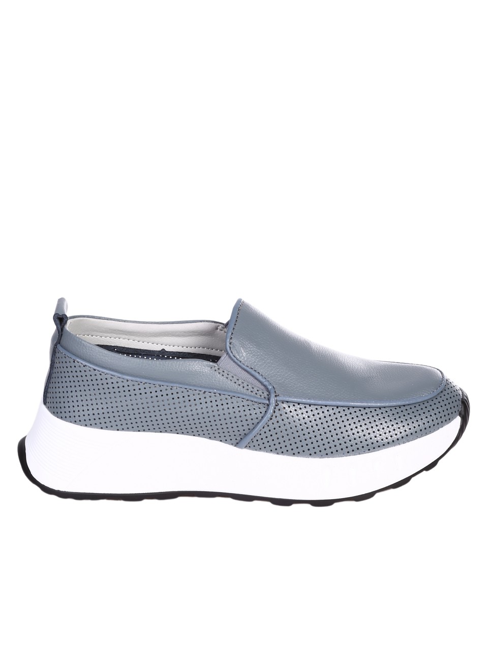 Ежедневни дамски мокасини от естествена кожа в синьо 3AF-24057 dusty blue
