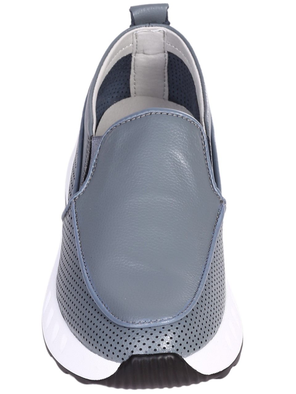 Ежедневни дамски мокасини от естествена кожа в синьо 3AF-24057 dusty blue