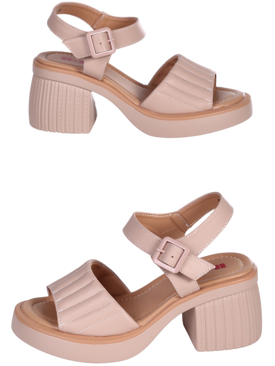 Ежедневни дамски сандали от естествена кожа в бежово 4AF-24060 beige