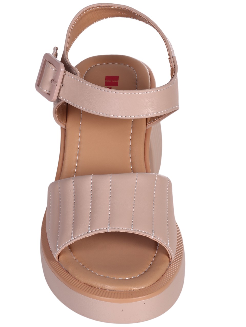 Ежедневни дамски сандали от естествена кожа в бежово 4AF-24060 beige