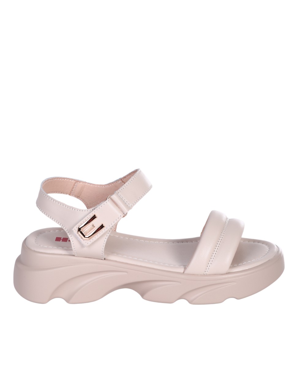 Ежедневни дамски сандали от естествена кожа в бежово 4AF-24061 beige