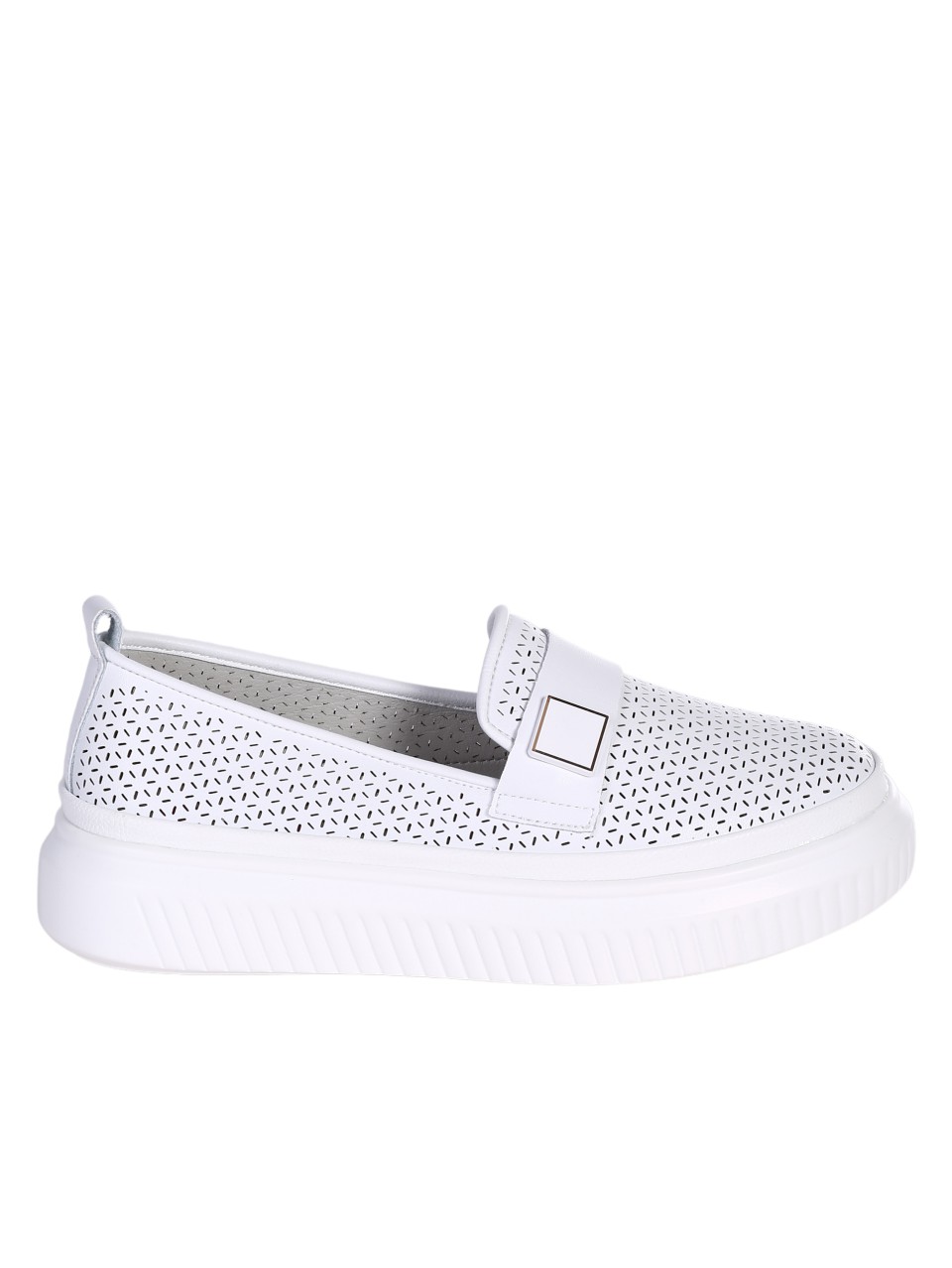 Ежедневни дамски мокасини от естествена кожа в бяло 3AF-24064 white