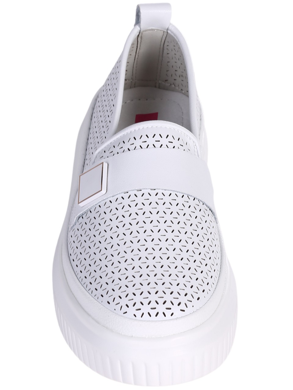 Ежедневни дамски мокасини от естествена кожа в бяло 3AF-24064 white