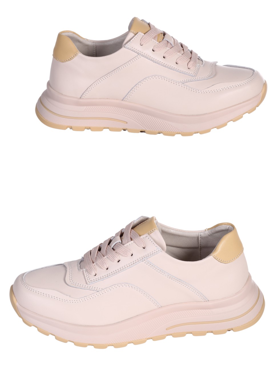 Ежедневни дамски обувки от естествена кожа в бежово 3AF-24065 beige