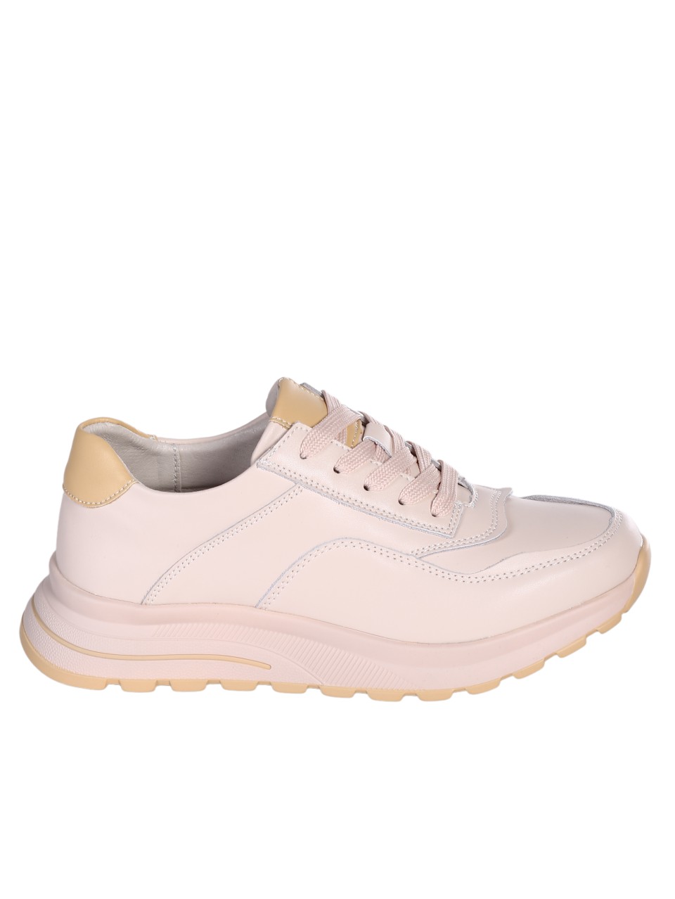 Ежедневни дамски обувки от естествена кожа в бежово 3AF-24065 beige