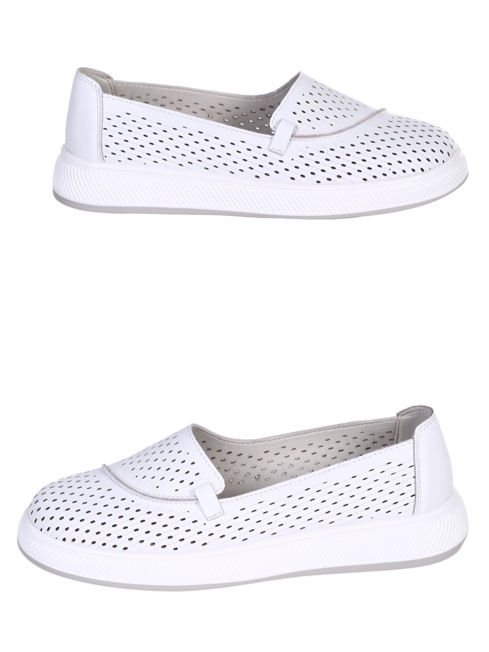 Ежедневни дамски мокасини от естествена кожа в бяло 3AF-24069 white