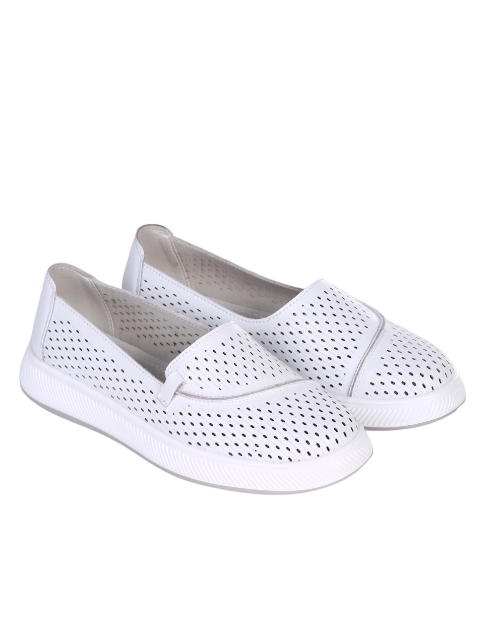 Ежедневни дамски мокасини от естествена кожа в бяло 3AF-24069 white