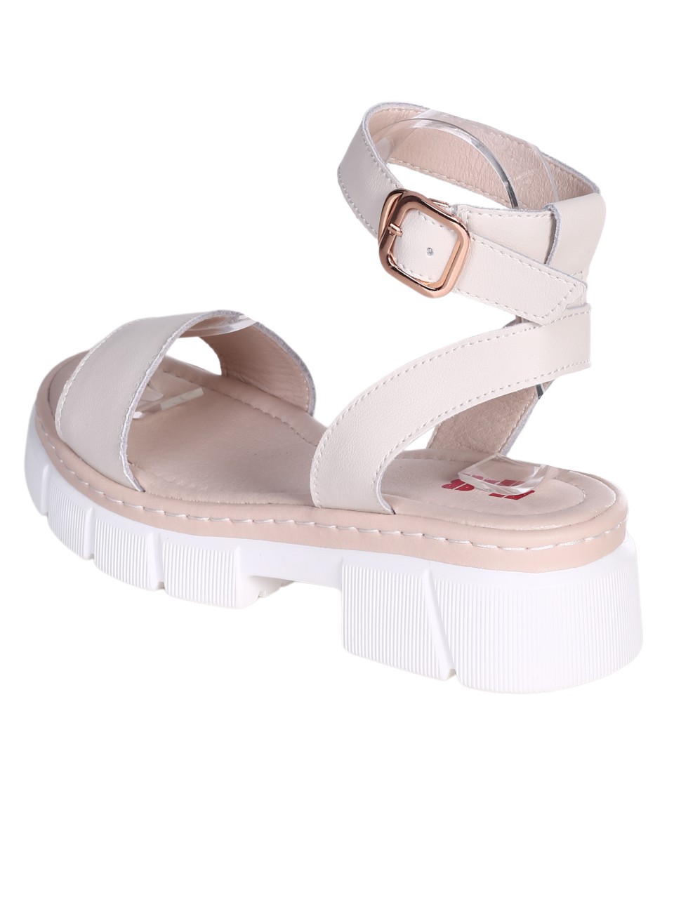 Ежедневни дамски сандали от естествена кожа в бежово 4AF-24160 beige