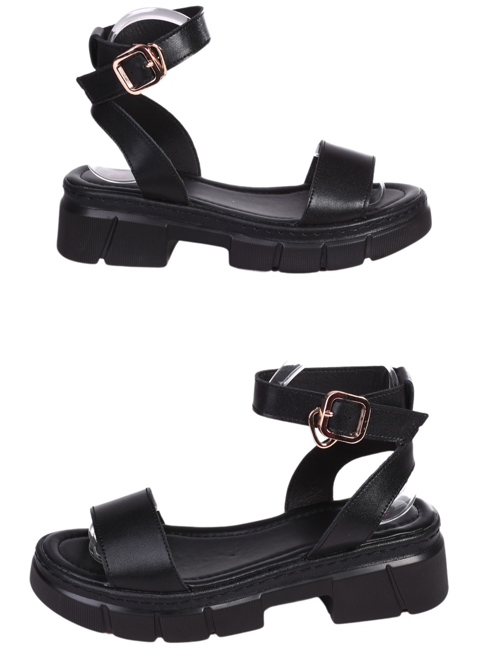 Ежедневни дамски сандали от естествена кожа в черно 4AF-24160 black