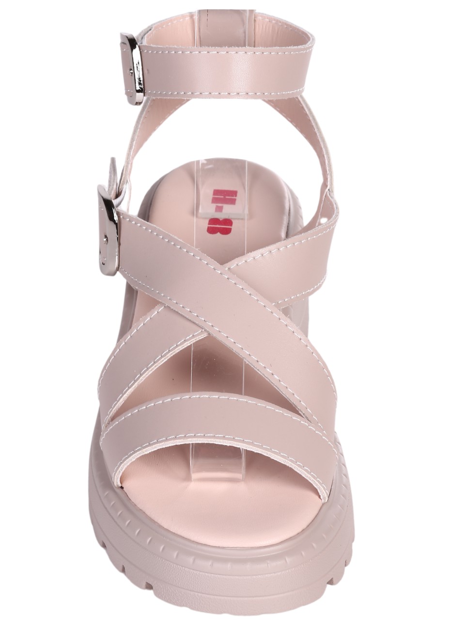 Ежедневни дамски сандали от естествена кожа в бежово 4AF-24162 dark beige