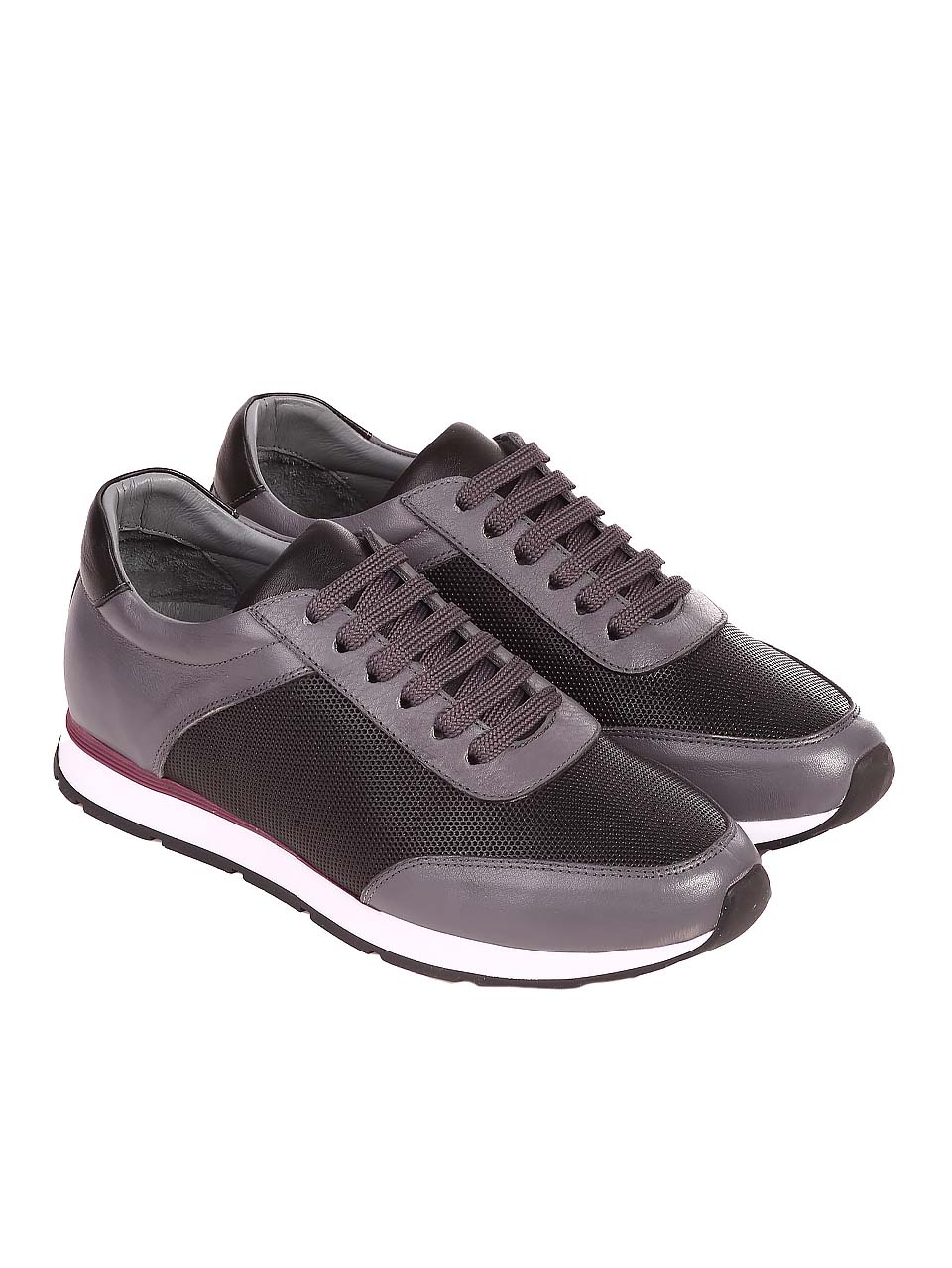 Ежедневни мъжки обувки от естествена кожа 7AT-24360 black/grey