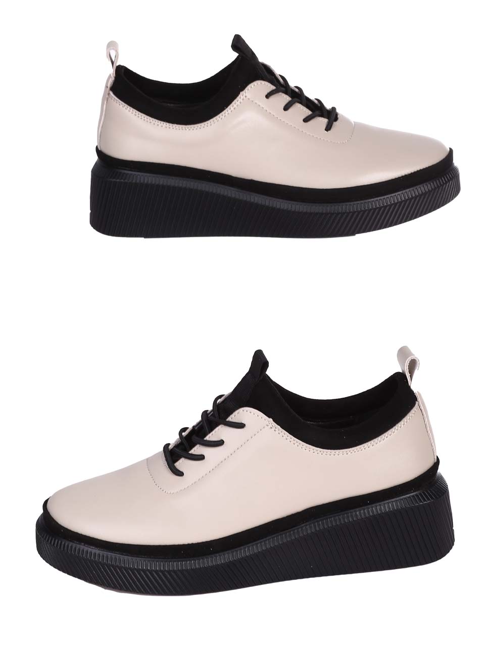 Ежедневни дамски обувки от естествена кожа в бежово 3AF-24177 beige