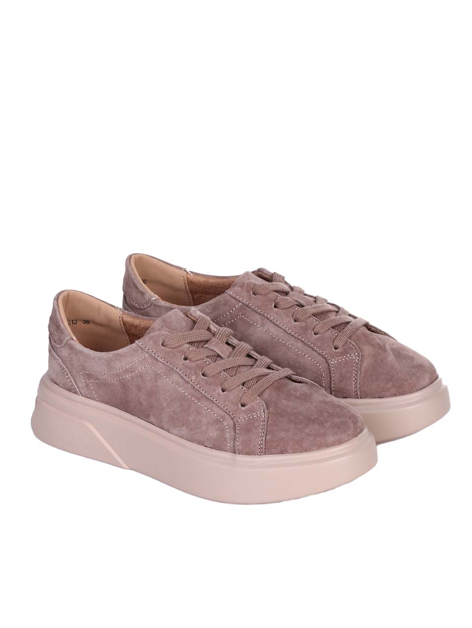Ежедневни дамски обувки от естествен велур в бежово 3AF-24213 beige