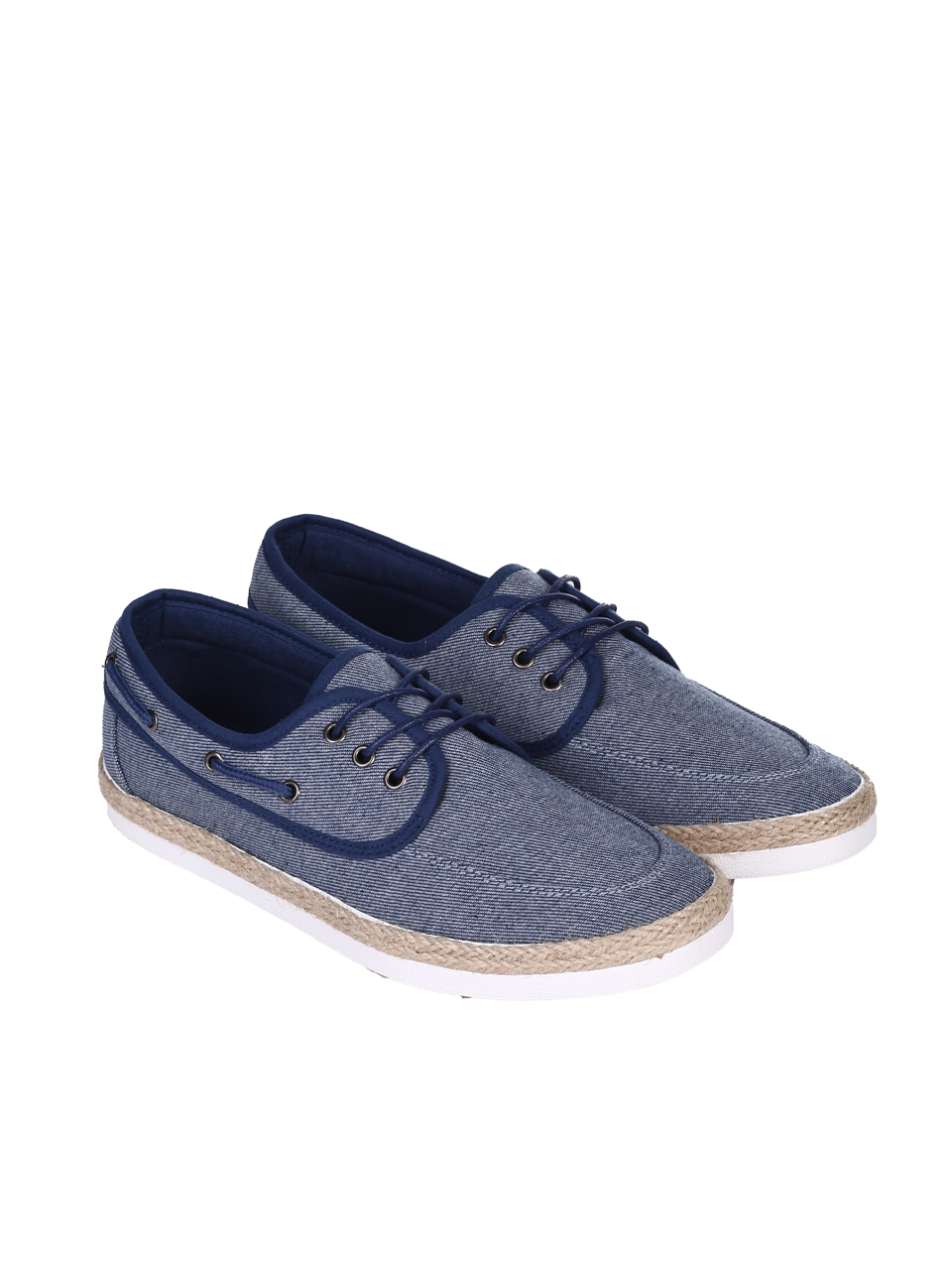 Ежедневни мъжки комфортни обувки в цвят деним 7U-24158 lt.jeans