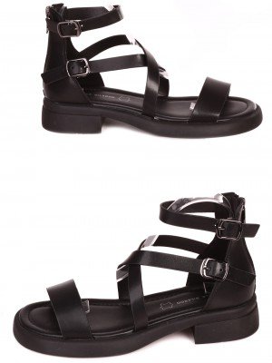 Ежедневни дамски равни сандали в черно 4AF-24176 black/4AF-23202 black
