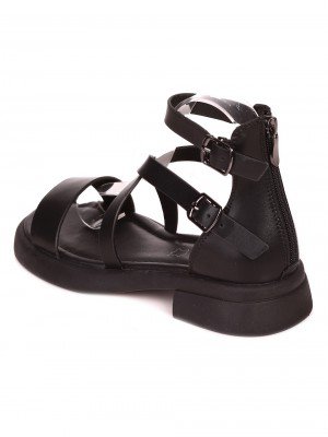 Ежедневни дамски равни сандали в черно 4AF-24176 black/4AF-23202 black