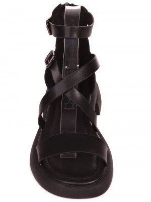 Ежедневни дамски равни сандали в черно 4AF-24176 black/4AF-23202 black