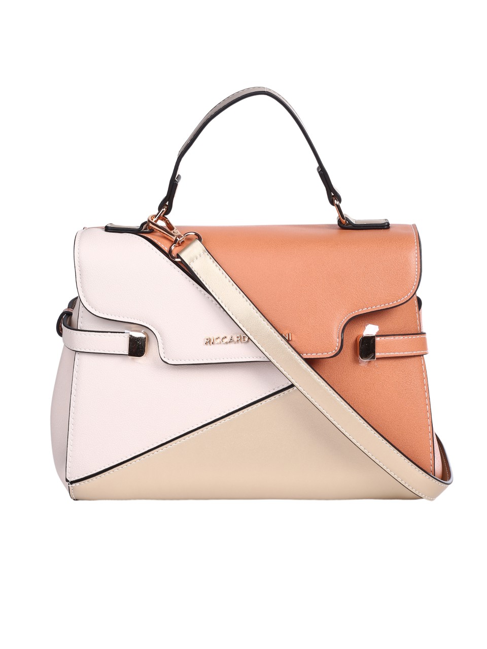 Ежедневна дамска чанта в златист/бежов цвят 9V-24306 lt.grey/gold/l.camel