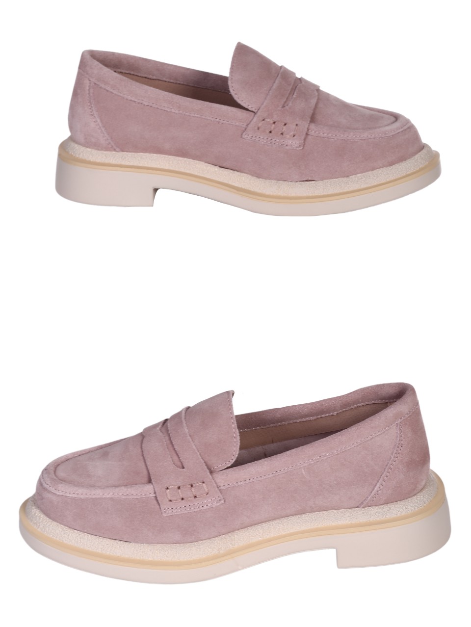 Ежедневни дамски мокасини от естествен велур в розово 73010-03 pink