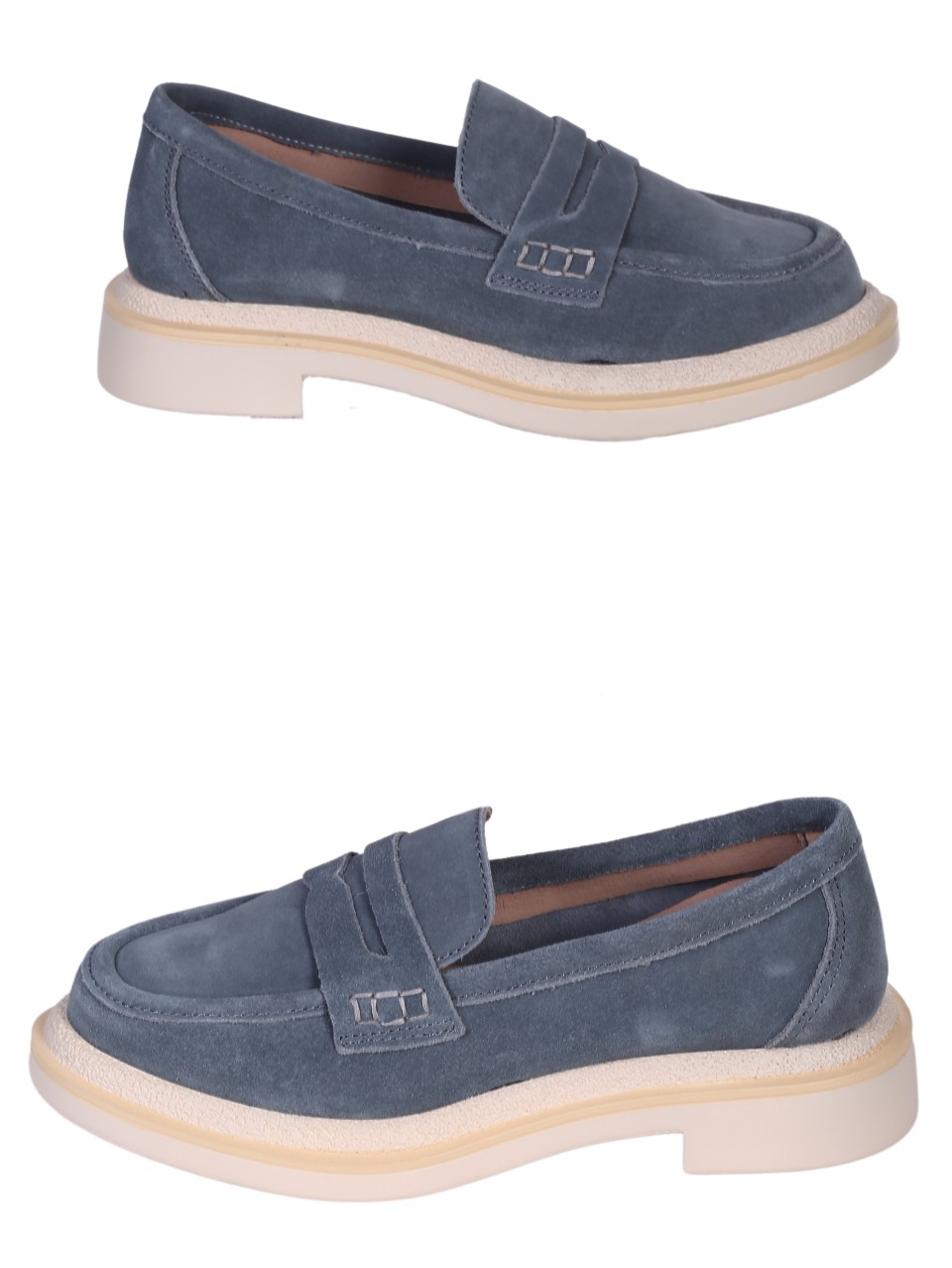 Ежедневни дамски  мокасини от естествен велур в синьо 73010-03 dk.blue