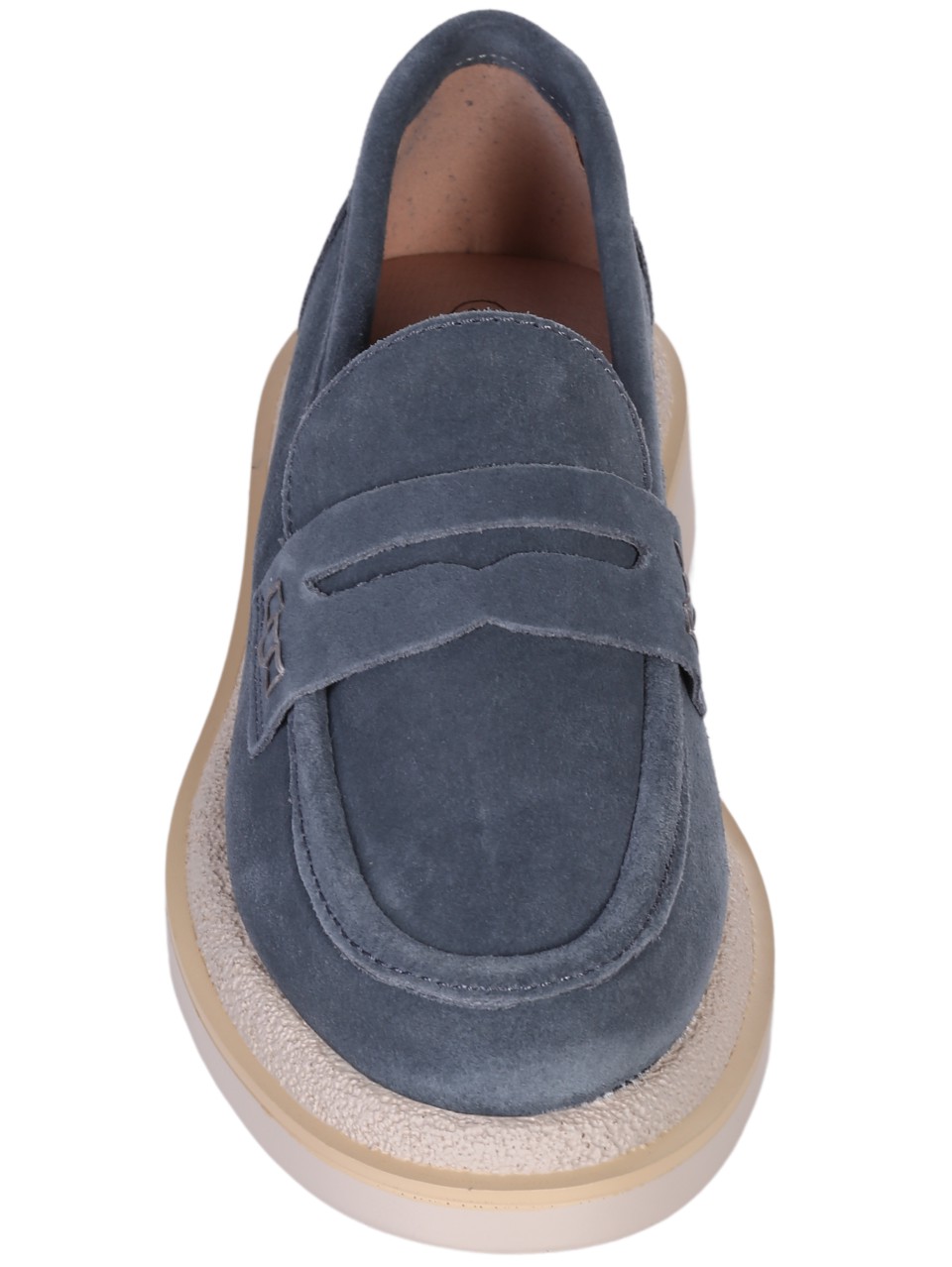 Ежедневни дамски  мокасини от естествен велур в синьо 73010-03 dk.blue