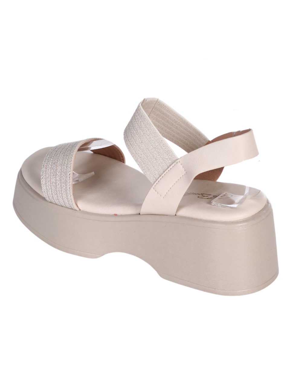 Ежедневни дамски сандали на платформа в бежово 4H-24248 beige