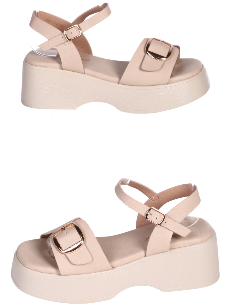 Ежедневни дамски сандли на платформа в бежово 4H-24249 beige