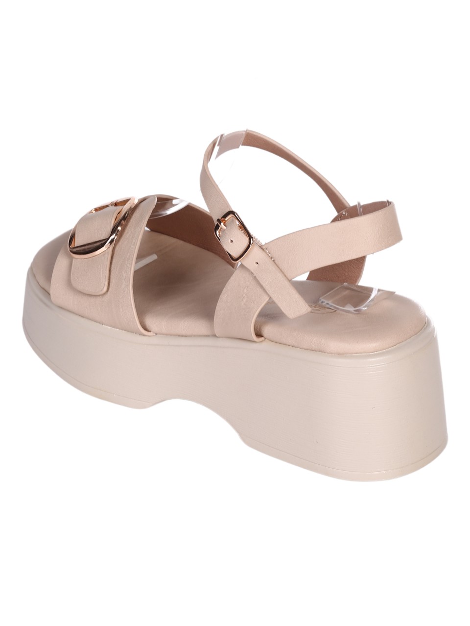 Ежедневни дамски сандли на платформа в бежово 4H-24249 beige