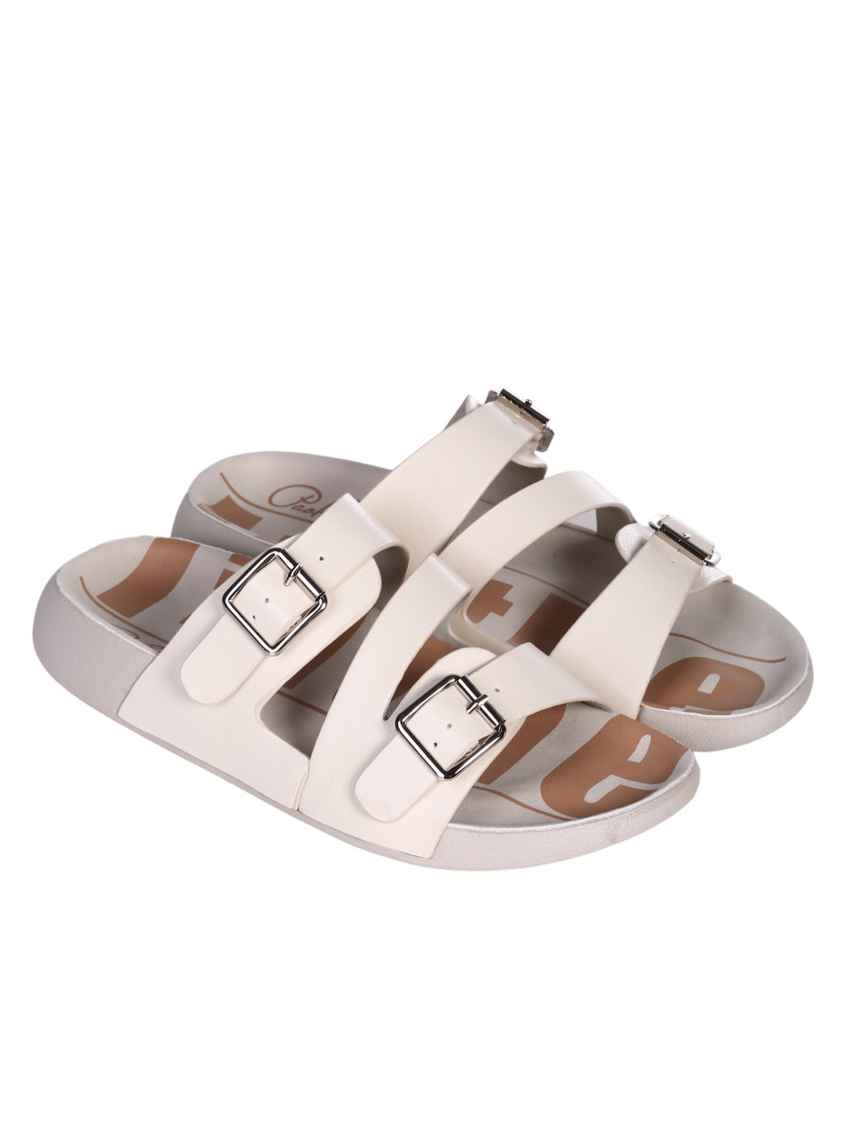 Ежедневни дамски чехли в бежово 5H-24250 beige