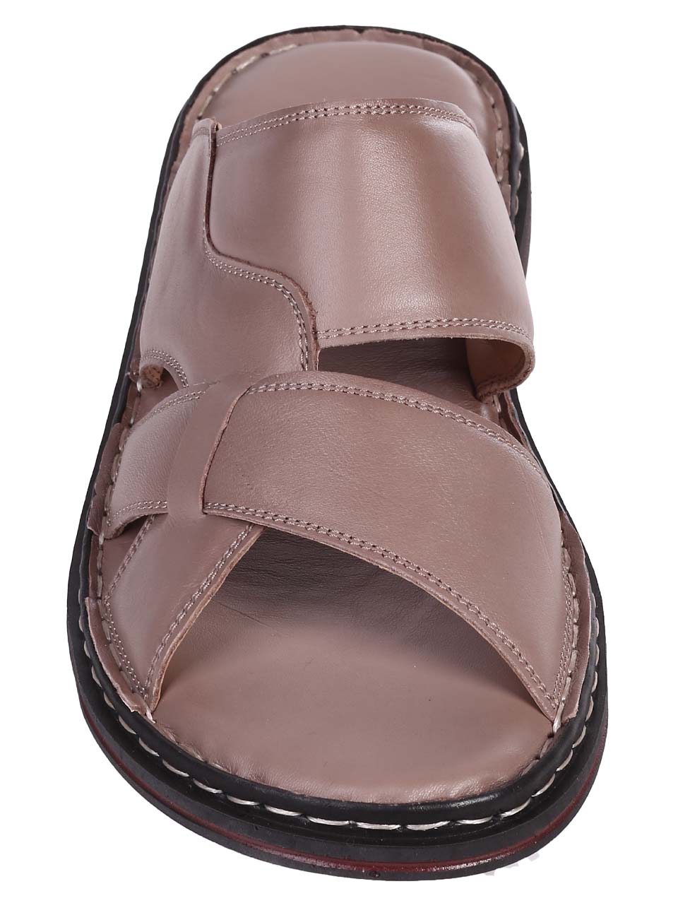 Ежедневни мъжки чехли от естествена кожа в бежово 8AT-24398 beige