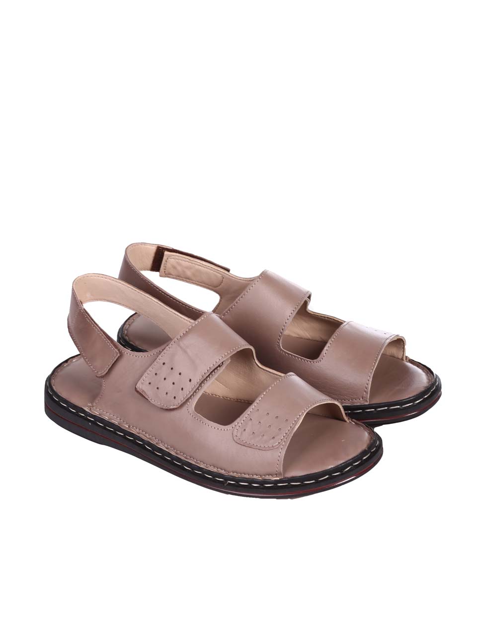 Ежедневни мъжки сандали от естествена кожа в бежово 8AT-24403 beige