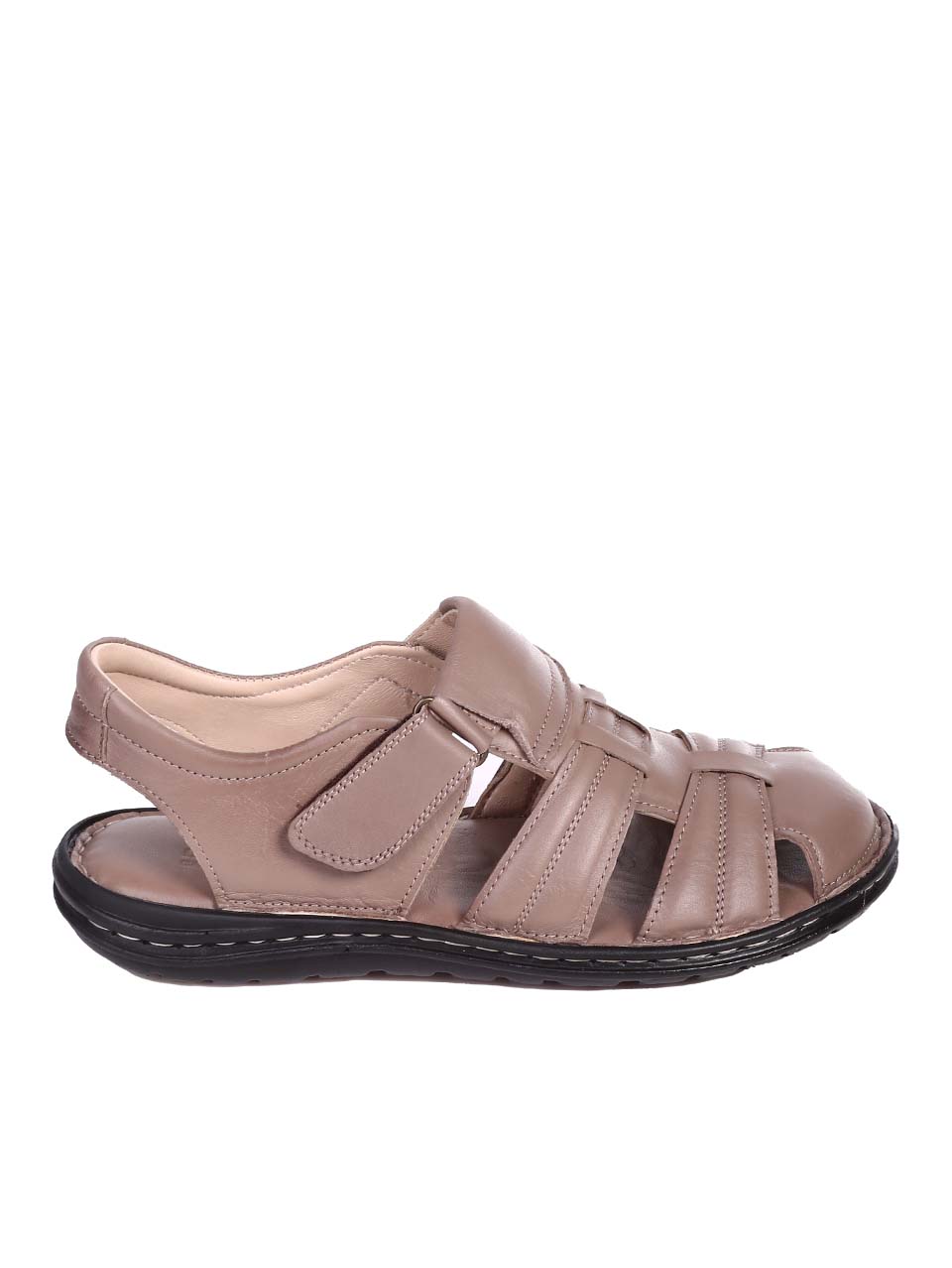 Ежедневни мъжки сандали от естествена кожа в бежово 8AT-24404 beige