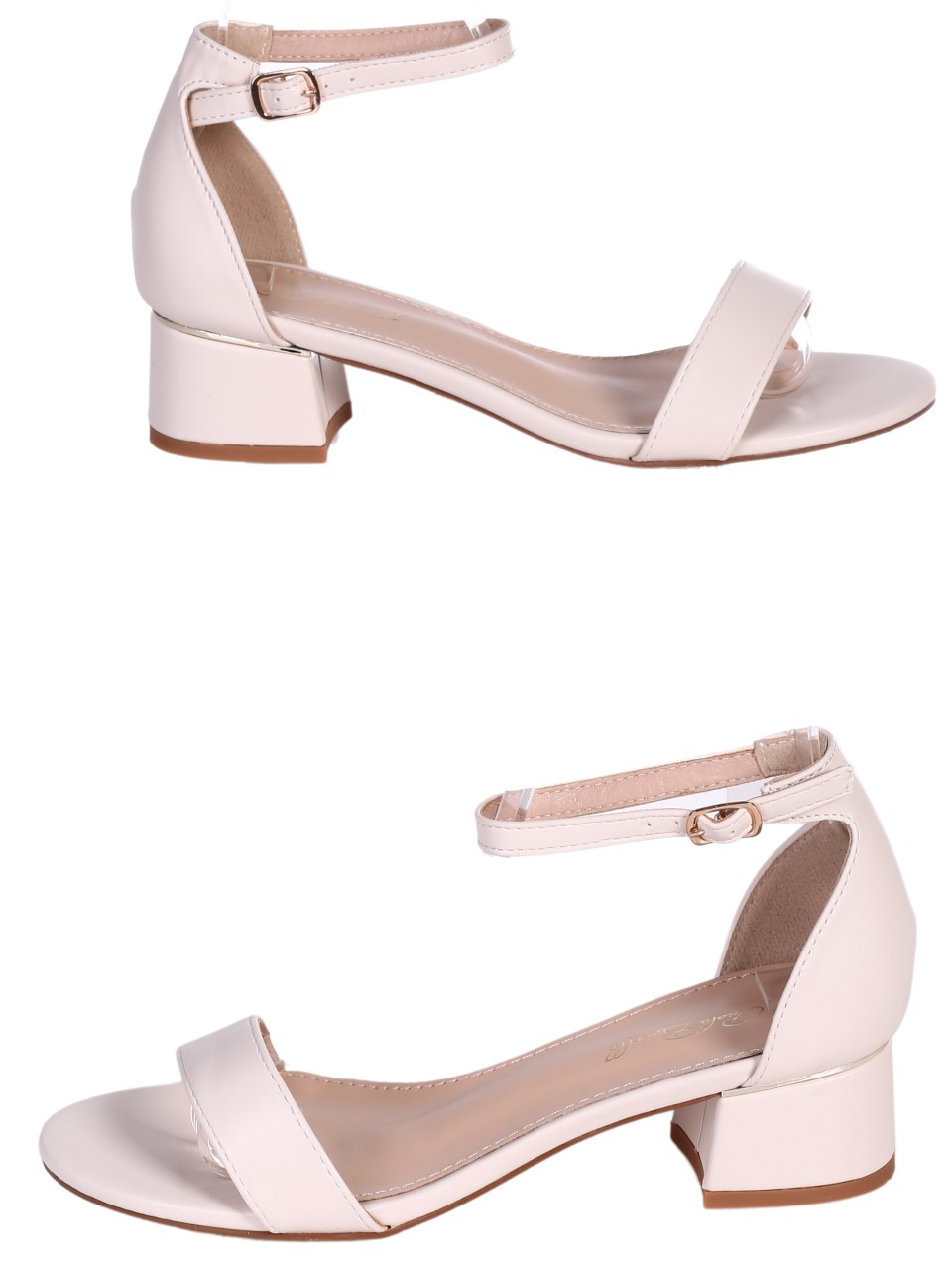 Ежедневни дамски сандали на ток е бяло 4M-24017 off white