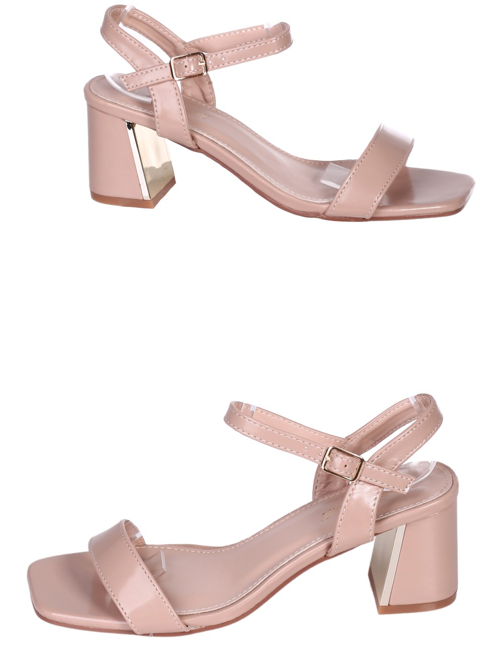 Ежедневни дамски сандали на ток в бежово 4M-24019 beige
