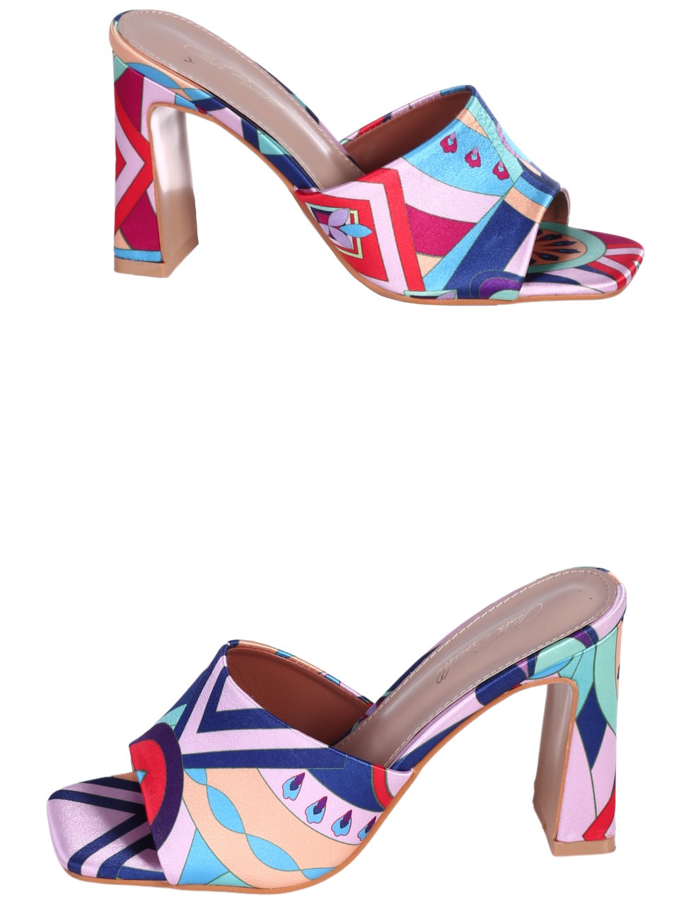 Елегантни дамски чехли на ток в син/фуксия цвят 5M-24010 blue/fuchsia