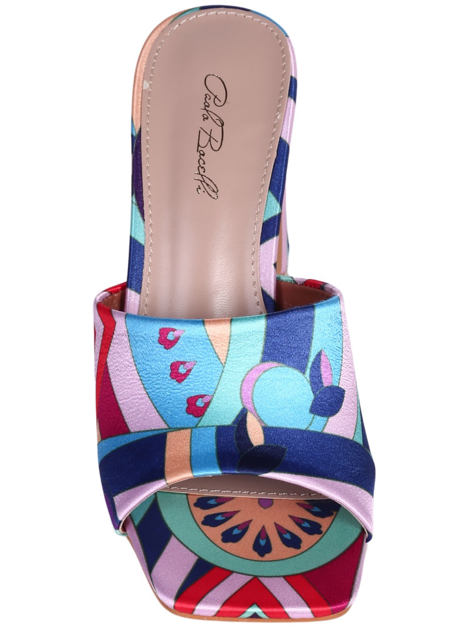 Елегантни дамски чехли на ток в син/фуксия цвят 5M-24010 blue/fuchsia