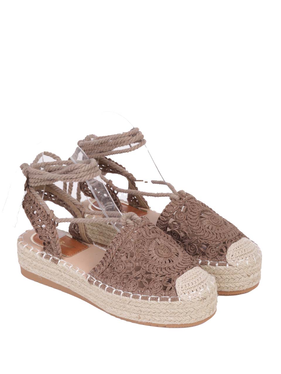 Ежедневни дамски обувки в бежово с дълги дръжки 3H-24209 beige