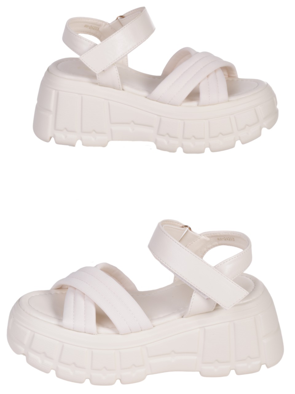 Ежедневни дамски сандали на платформа в бяло 4H-24203 off white