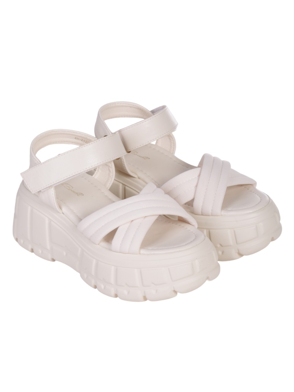 Ежедневни дамски сандали на платформа в бяло 4H-24203 off white