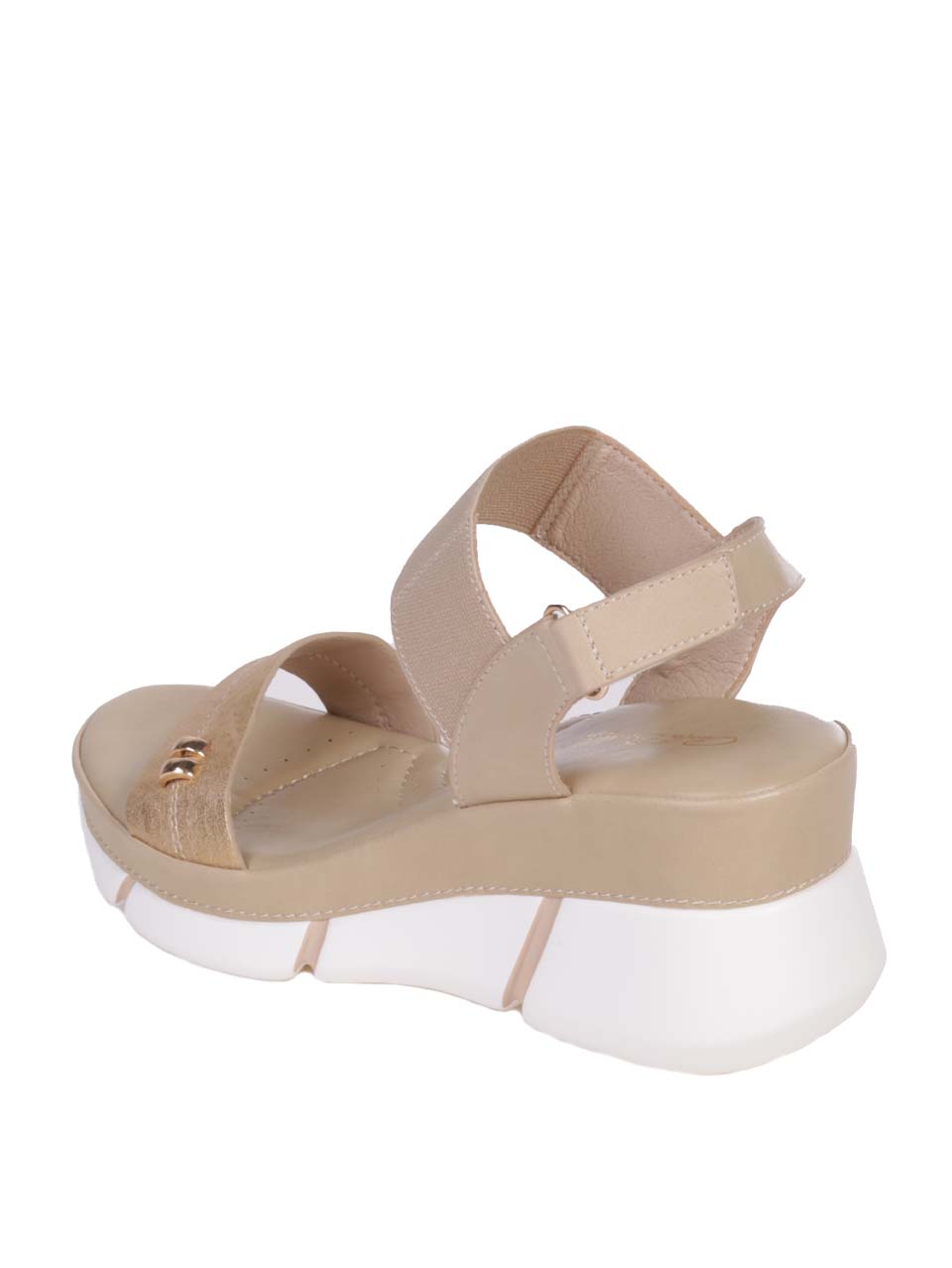 Ежедневни дамски сандали на платформа в бежово 4H-24313 beige