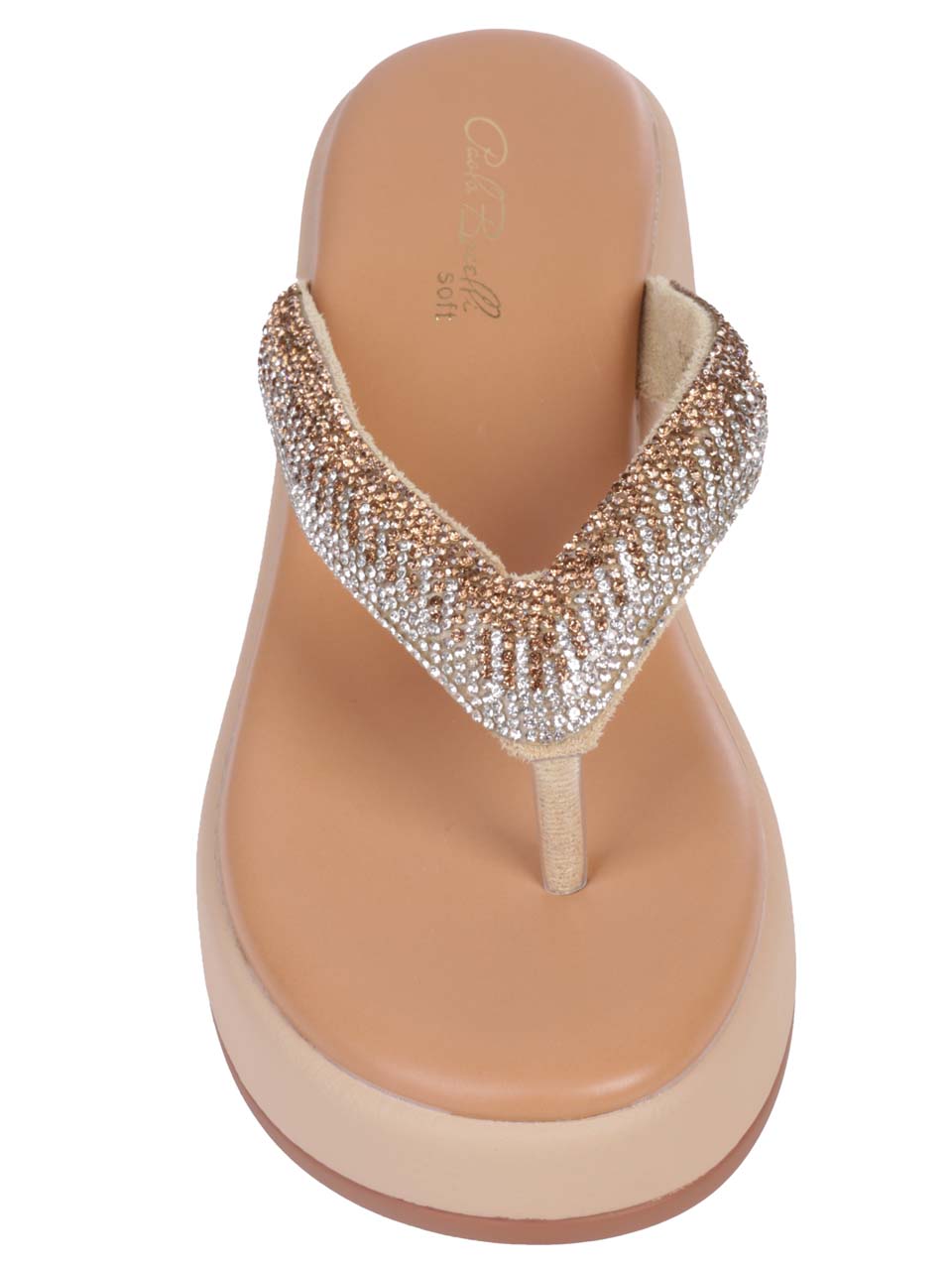 Ежедневни дамски чехли на платформа в бежово 5H-24316 beige
