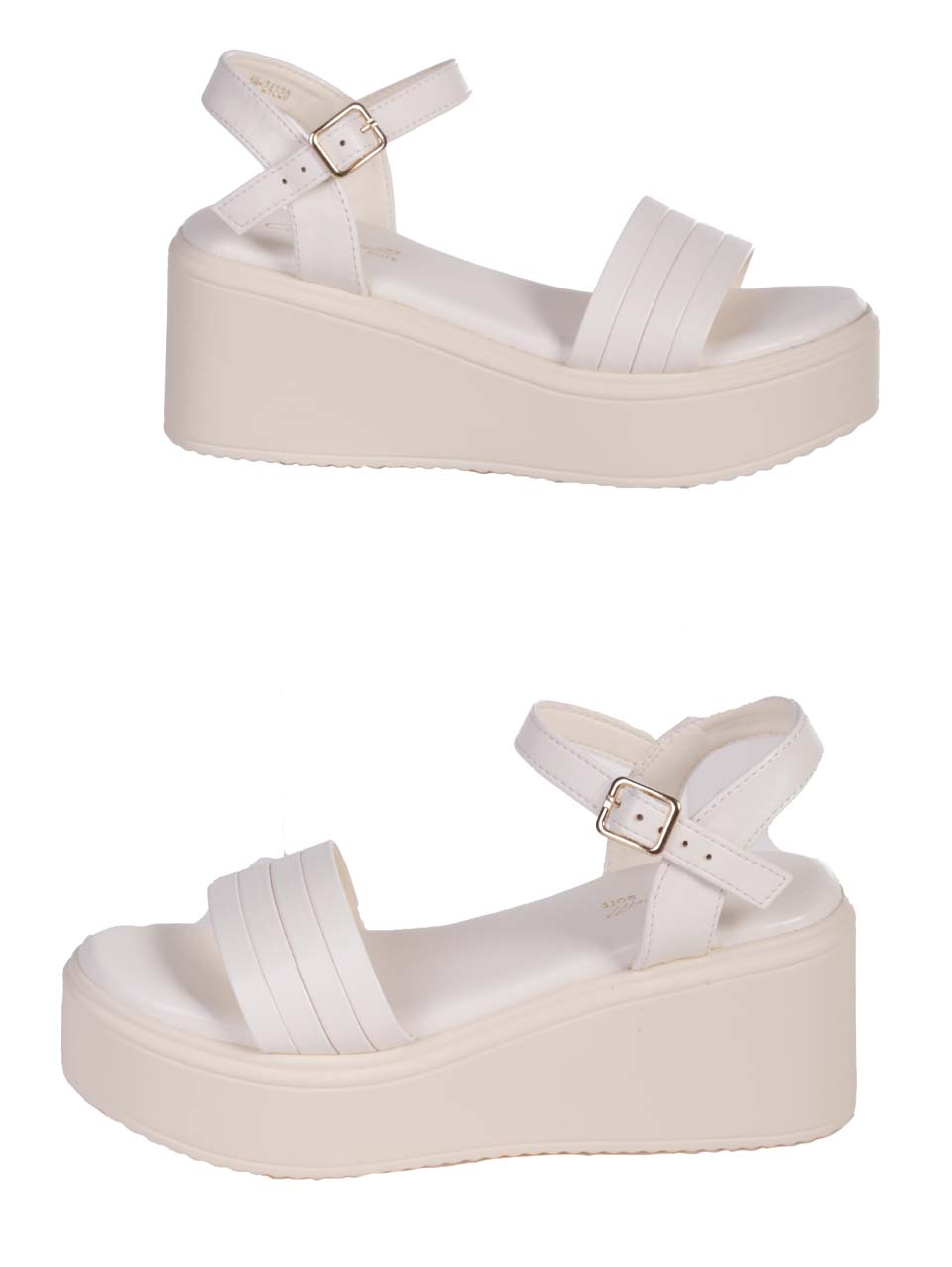 Ежедневни дамски сандали на платформа в бяло 4H-24320 off white