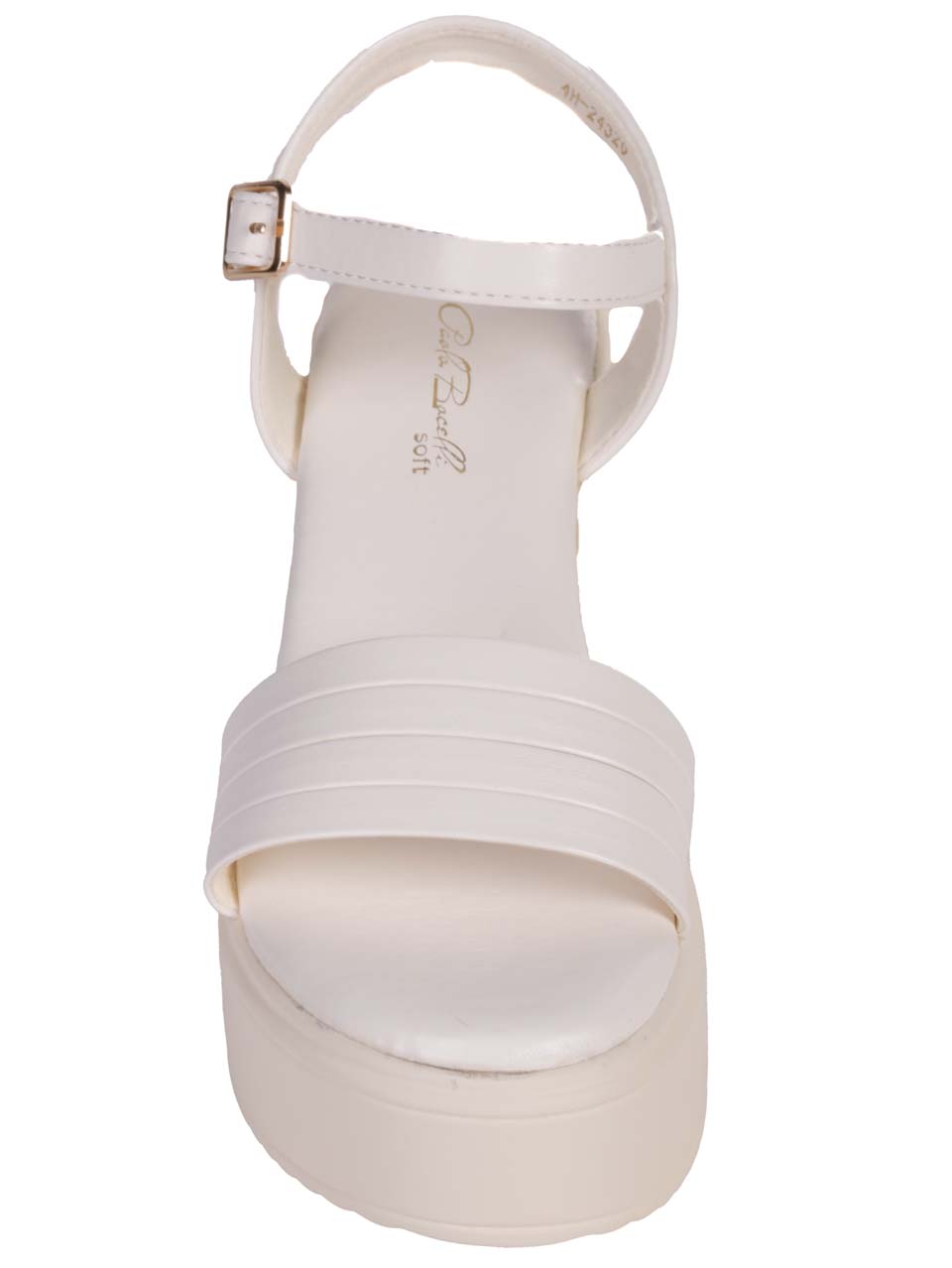 Ежедневни дамски сандали на платформа в бяло 4H-24320 off white