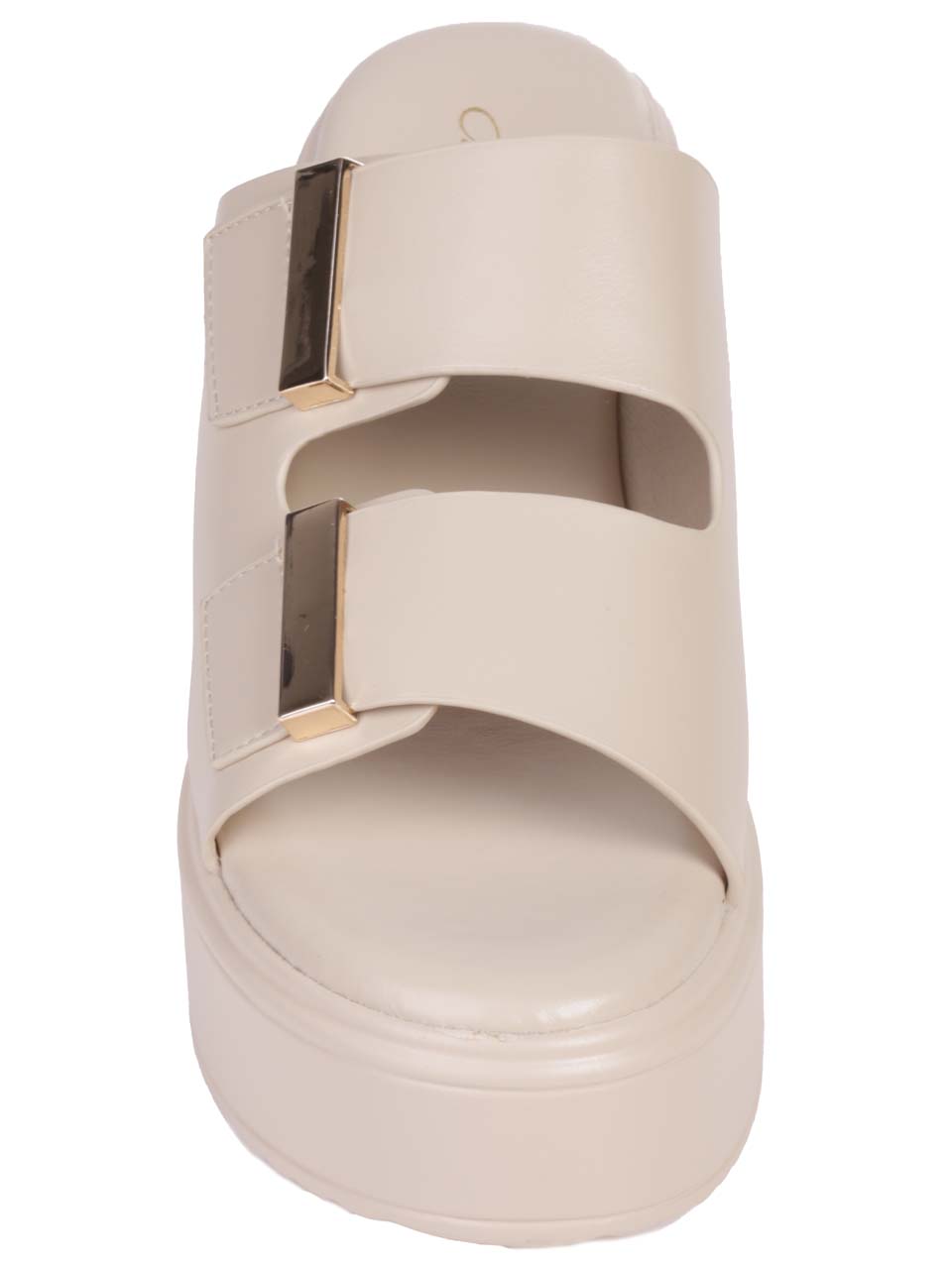 Ежедневни дамски чехли на платформа в бежово 5H-24321 beige