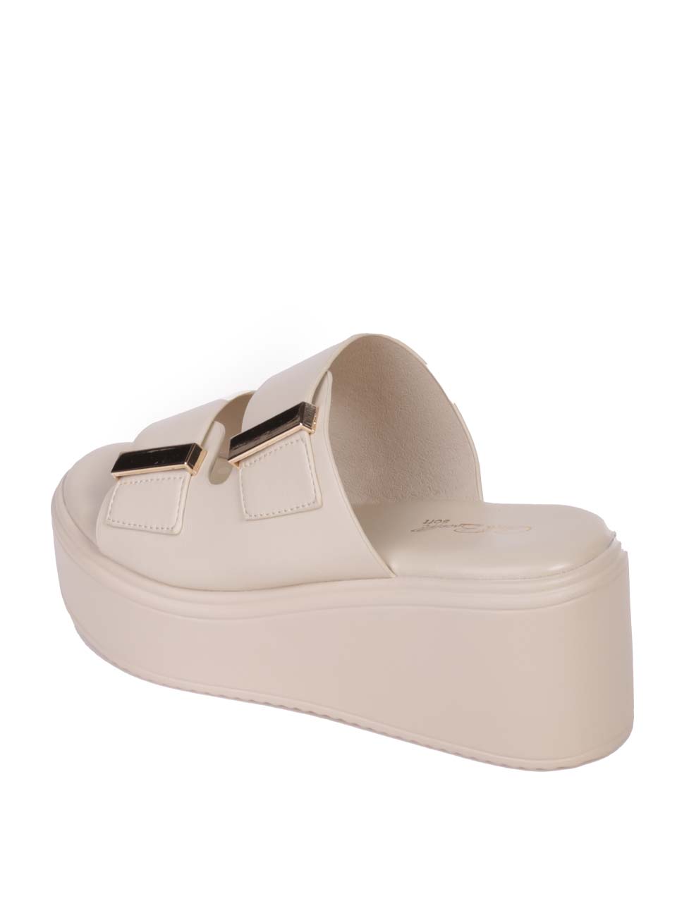 Ежедневни дамски чехли на платформа в бежово 5H-24321 beige